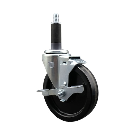 Service Caster 5'' SS Phenolic Swivel 1'' Expanding Stem Caster with Brake SCC-SSEX20S514-PHS-TLB-1